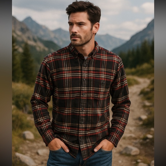 Saddlebred Mens Size  L Clasic Fit Fleece Charcoal Plaid Southern Western - Picture 1 of 11